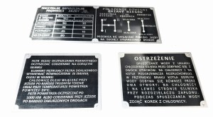 Gaz 69 Tabliczka tabliczki znamionowe w języku Polskim aluminium pw.Alu.